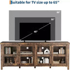 Mobile Porta TV da 65" con 4 Ante in Vetro e Armadietto per Soggiorno