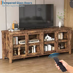 Mobile Porta TV da 65" con 4 Ante in Vetro e Armadietto per Soggiorno