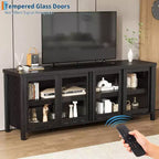 Mobile Porta TV da 65" con 4 Ante in Vetro e Armadietto per Soggiorno