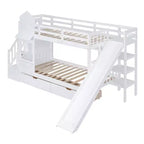Letto a Castello "Castello" Twin Size con 2 Cassetti, 3 Ripiani e Scivolo, Letto Soppalco da Principessa per Bambini