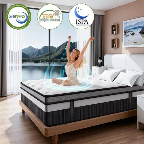14 Inch Queen Size Hybrid Mattress - Medium Firm Cooling Memory Foam & Pocket Spring Bed in a Box, Breathable Fabric, Motion Isolation