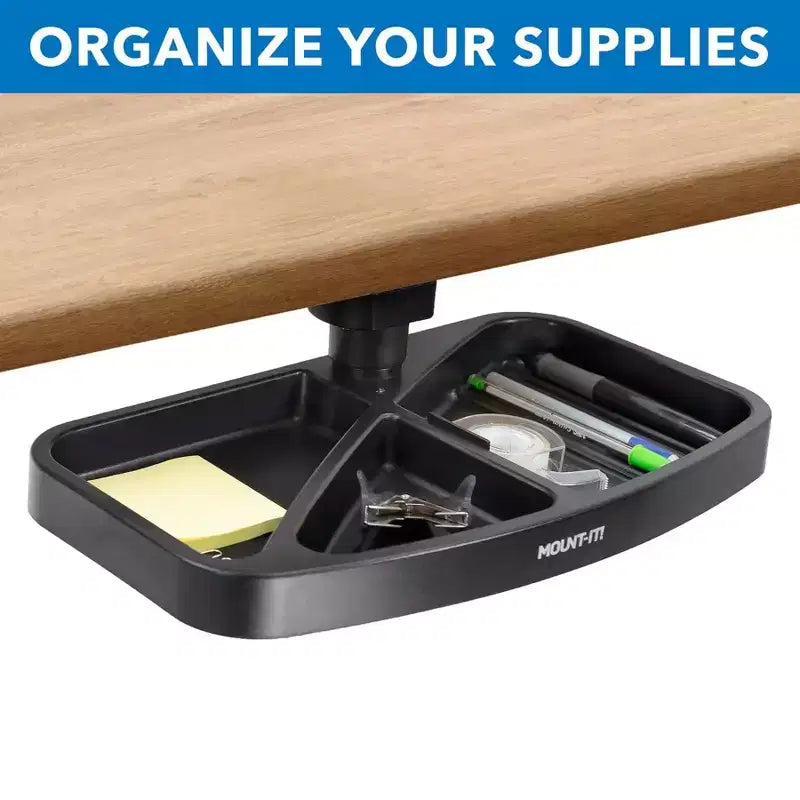Vassoio portaoggetti girevole sotto la scrivania, organizer ergonomico da sottopiano per forniture da ufficio