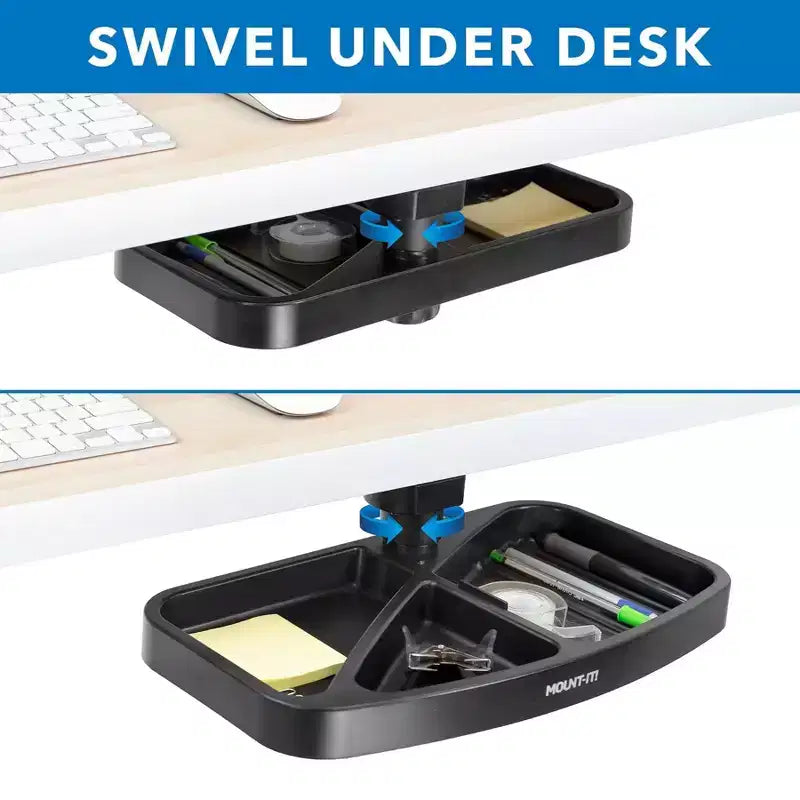 Vassoio portaoggetti girevole sotto la scrivania, organizer ergonomico da sottopiano per forniture da ufficio