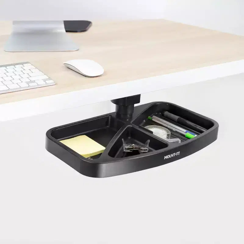 Vassoio portaoggetti girevole sotto la scrivania, organizer ergonomico da sottopiano per forniture da ufficio