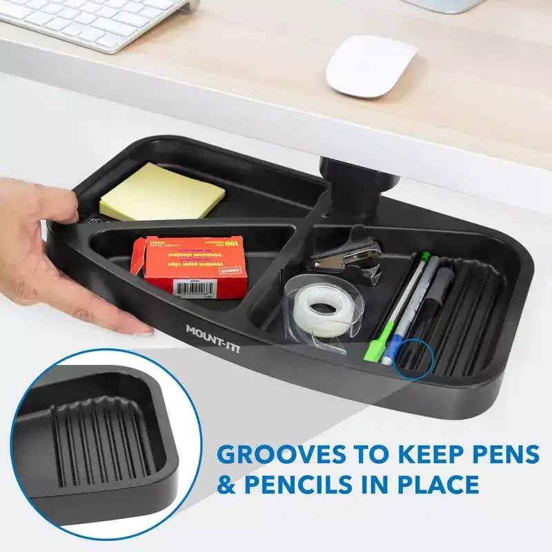 Vassoio portaoggetti girevole sotto la scrivania, organizer ergonomico da sottopiano per forniture da ufficio