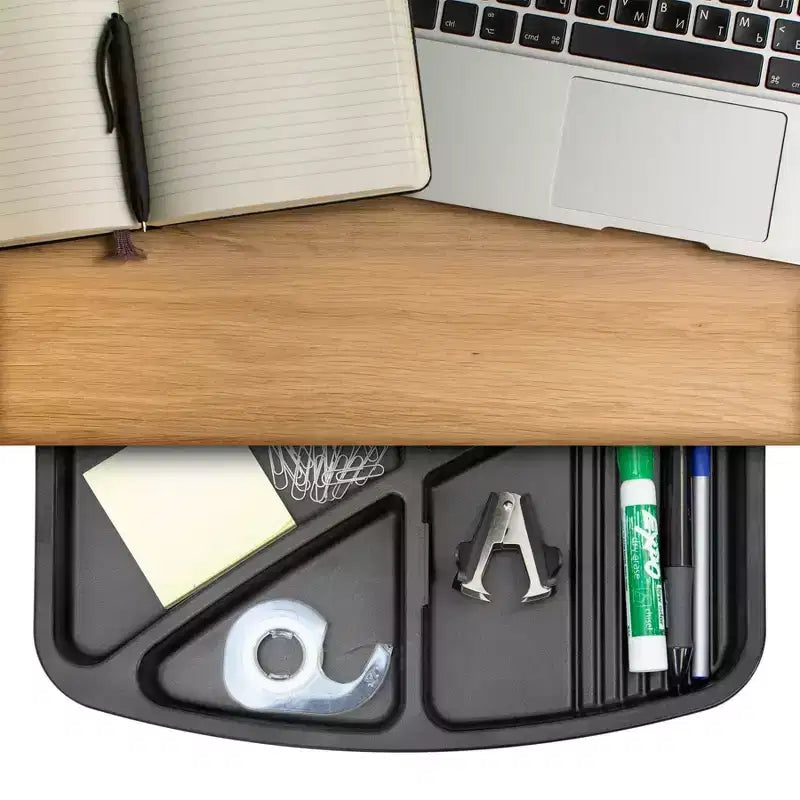 Vassoio portaoggetti girevole sotto la scrivania, organizer ergonomico da sottopiano per forniture da ufficio