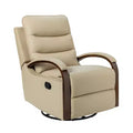 Clemens Genuine Leather Swivel Rocking Manual Recliner with Decorative Curved Mood Arm| ART OF LIVING DESIGNS