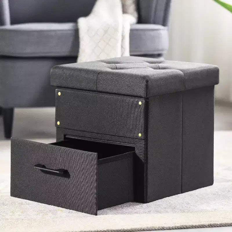 Pouff contenitore collassabile da 15 pollici con cassetto