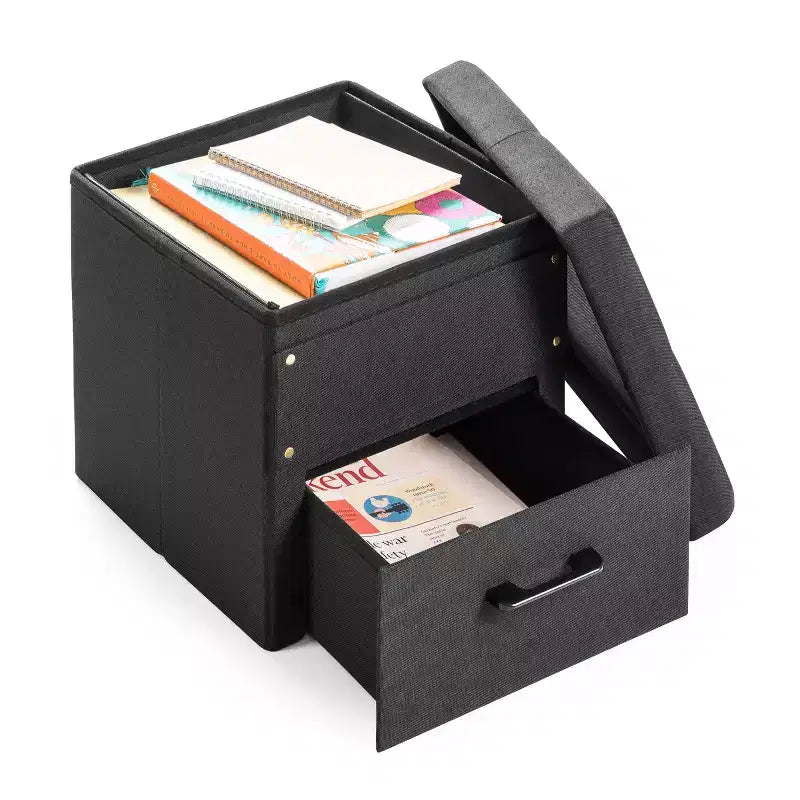 Pouff contenitore collassabile da 15 pollici con cassetto