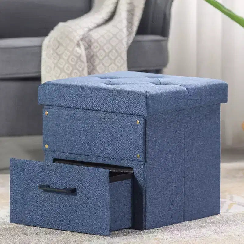 Pouff contenitore collassabile da 15 pollici con cassetto
