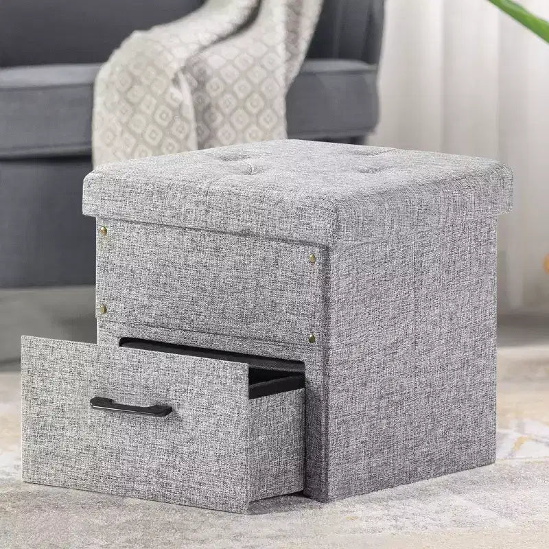 Pouff contenitore collassabile da 15 pollici con cassetto